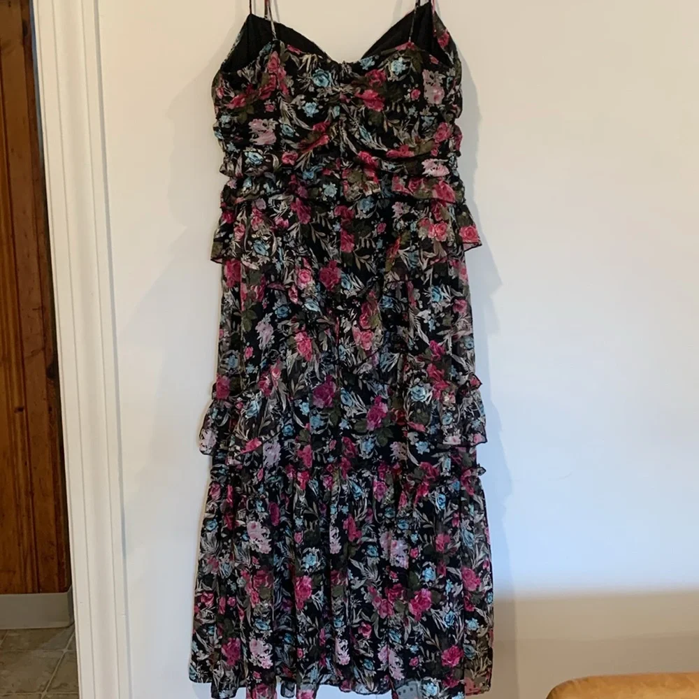 ACOA Black Floral Dress with Ruffles and Layers - Size XL - Picture 13 of 15